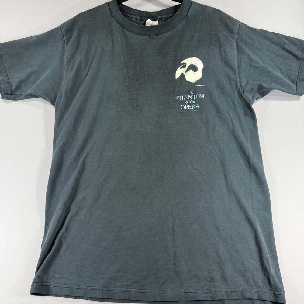 Vintage 90s The Phantom of the Opera T Shirt Fruit of the Loom RUG Faded Black L